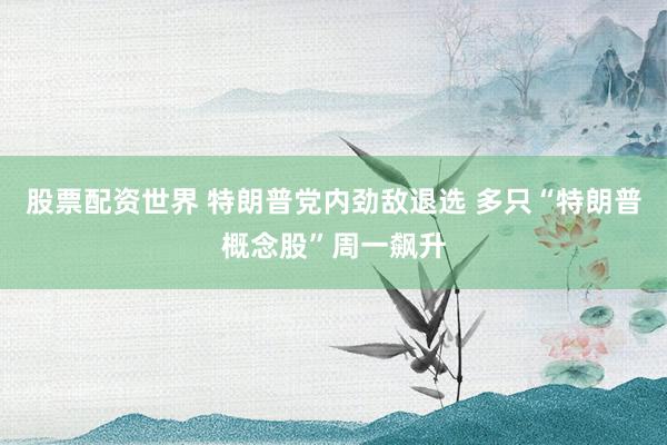 股票配资世界 特朗普党内劲敌退选 多只“特朗普概念股”周一飙升