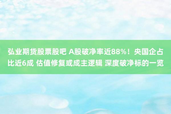 弘业期货股票股吧 A股破净率近88%！央国企占比近6成 估值修复或成主逻辑 深度破净标的一览