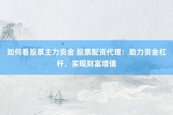 如何看股票主力资金 股票配资代理：助力资金杠杆，实现财富增值