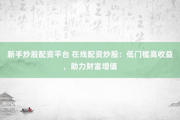 新手炒股配资平台 在线配资炒股：低门槛高收益，助力财富增值